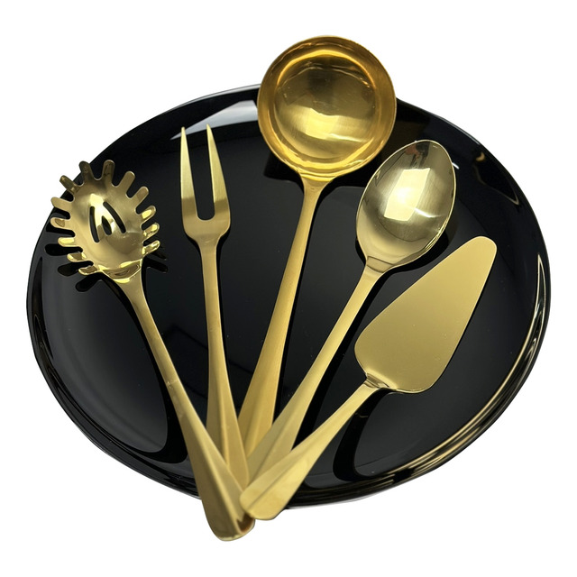 Kit Utensílios Cozinha Dourado Gourmet Positano 5 Pçs Lyor Kit Utensílios Cozinha Dourado Gourmet Positano 5 Pçs Lyor