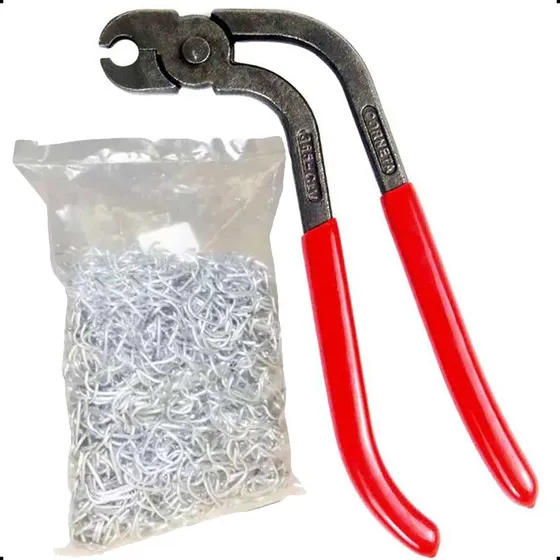 Alicate Tapeceiro Estofador Profissional + Grampo Tipo C 1kg