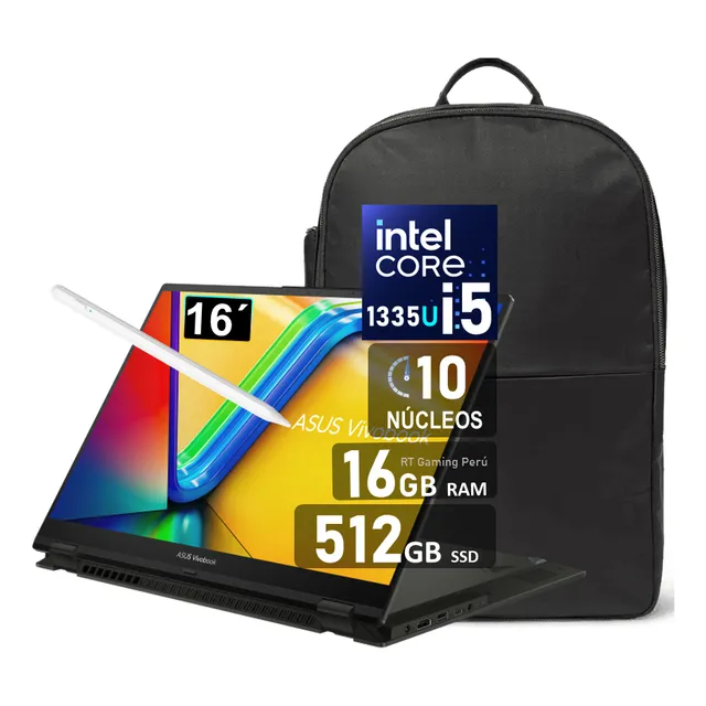 Asus Vivobook S 16 Flip Intel Core I5-1335u 16gb, 512gb 2en1 Gris Oscuro