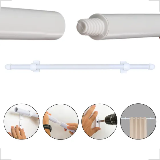 Kit 2 Varões De Cortina Com Rosetas 2m Rosqueado Sala Quarto