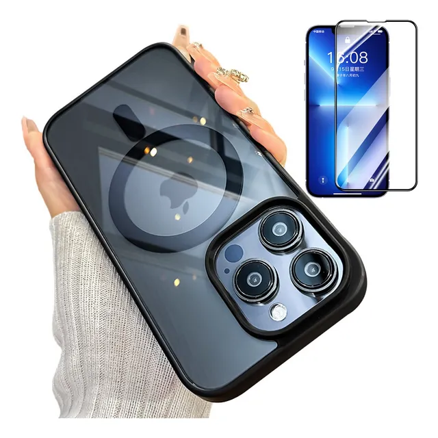 Funda Para iPhone 16 15 14 13 12 11 Pro Max Con Magsafe Carcasa Transparente Del Teléfono Móvil Protectora Case + Micas Protectoras