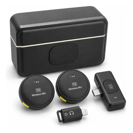 Microfone Lapela Sem Fio Tipo C Duplo Anti-ruído Para Vídeo