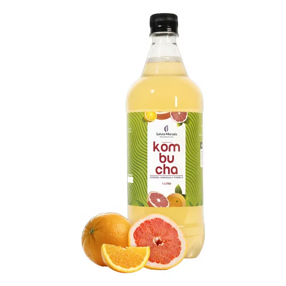 Kombucha Bebida Probiotica Detox Mejora Tu Flora 1 litro Sabor Cedron/naranja/pomelo