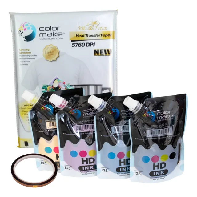Kit 4 Tintas Sublimación Color Make 125 Ml Papel Cinta Full Tinta CMYK