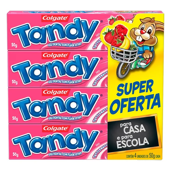 Pasta de dentes infantil Colgate Tandy Tutti Frutti em gel sem glúten pacote x 4 200 g