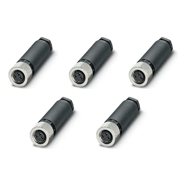 Conector M8 3 Pines Hembra Recto -  5 Piezas