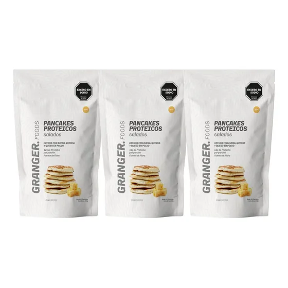 Granger Foods Pancakes Proteicos Salados Sabor Queso 300g X3