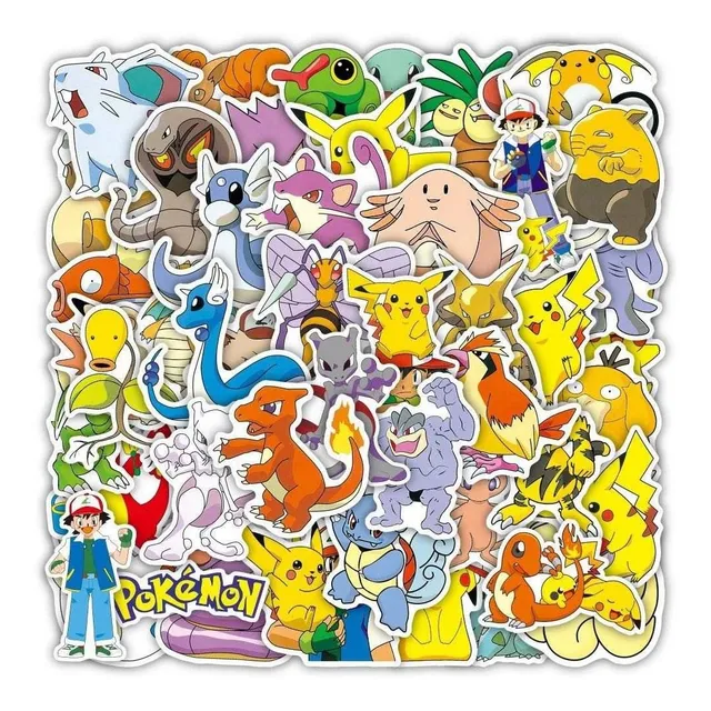 Pokemon 50 Calcomanias Videojuego Stickers Contra Agua