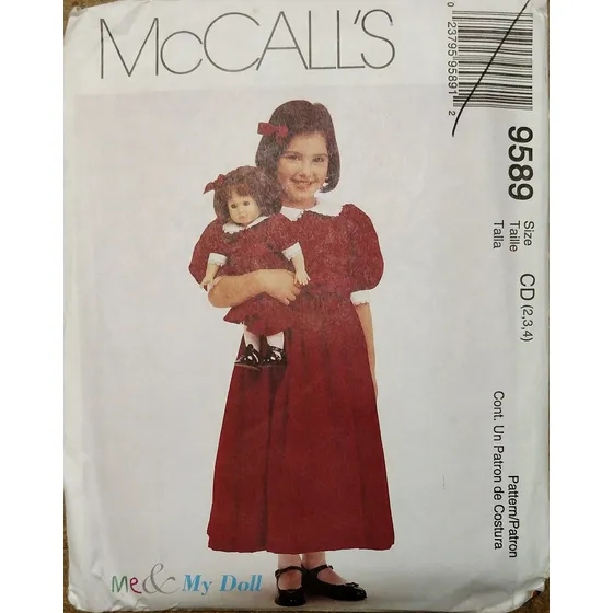 Mccall 's 9589  me & My Doll Niña Gathered Cintura Vestido
