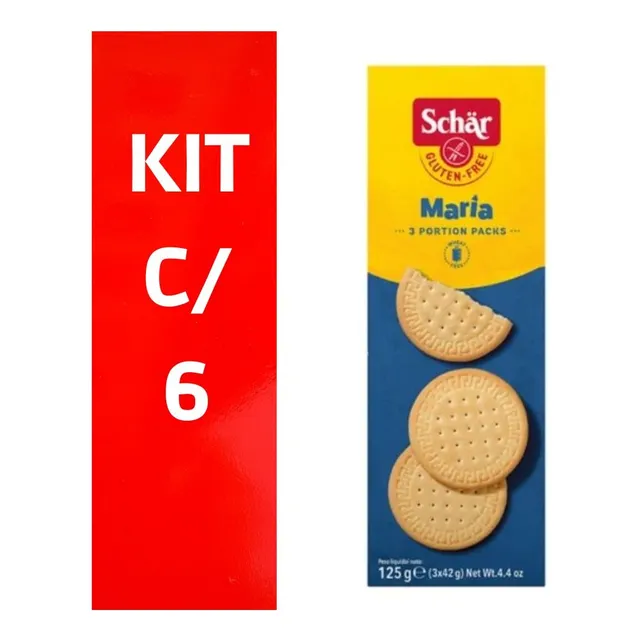 Kit 6 Biscoito Maria Sem Glúten 125g Schar