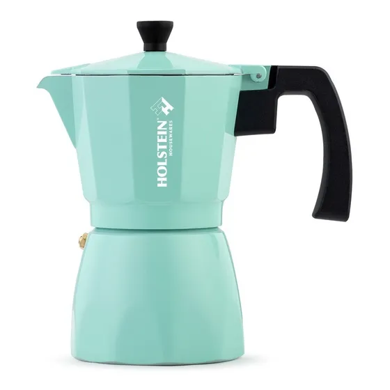 Cafetera Italiana De Aluminio Holstein Menta H-08087 Color Celeste