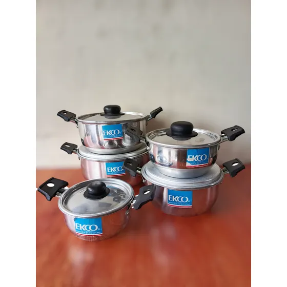 Juego De 5 Ollas Ekco Aluminio Pulido