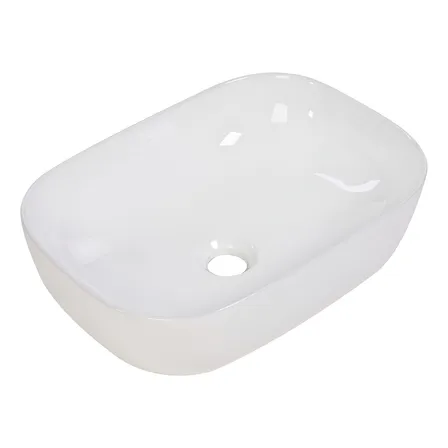 Goral Lavabo Ovalin De Cerámica Blanco Para Baño Baños Ovalado De Sobreponer Acabado Alto Brillo Económico Pequeños Medianos Modernos Lavadero Para Casa Casas Elegante Al-100