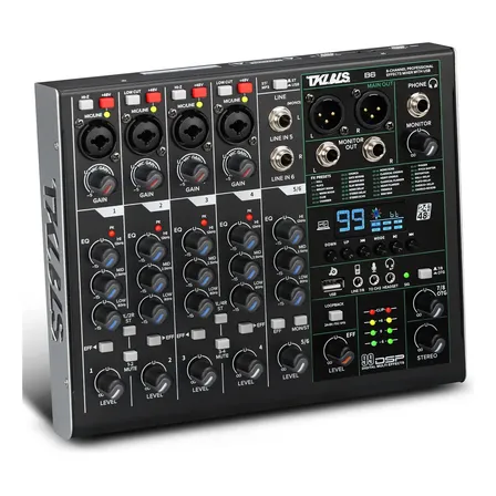 Mesa De Som Tklbls B-6 De 6 Canais, Bluetooth E Usb, Com 99 Dsp, Phantom 48v 5v
