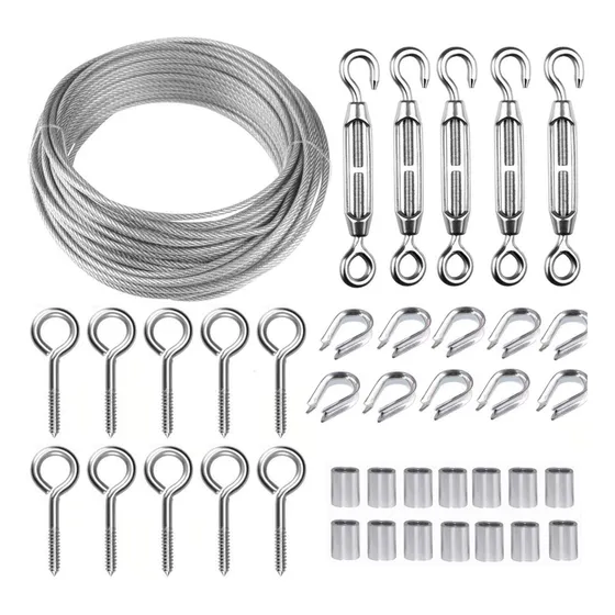 Kit De Tensor Alambre Gancho Ojo Cables Acero Inoxidable 30m