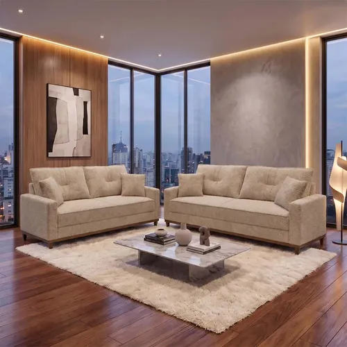 Conjunto Sofá 3 E 2 Lugares Corino Vitrola | Parcelamento sem juros