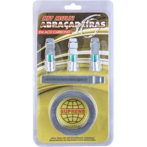Kit Multi Abraçadeiras 3 Fechos Em Aço Carbono Suprens