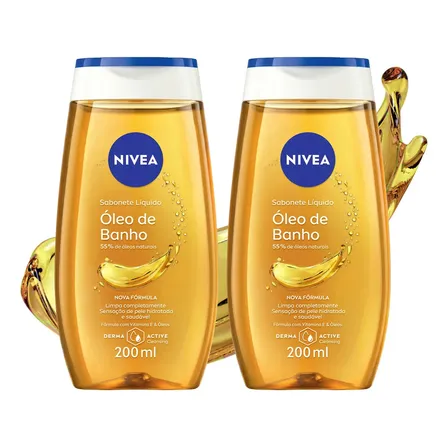 NIVEA KIT Sabonete Líquido Óleo de Banho 200ml - 2 Unidades