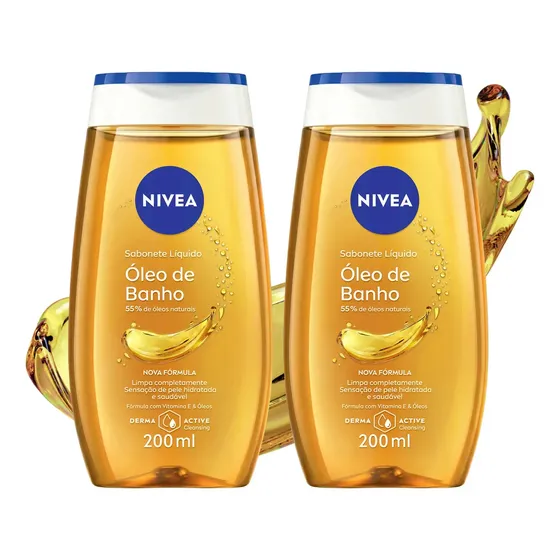 NIVEA KIT Sabonete Líquido Óleo de Banho 200ml - 2 Unidades