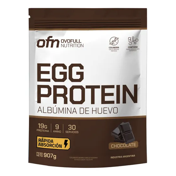 Proteína Sabor Chocolate 907g Ovofull contiene los 9 aminoacidos escenciales