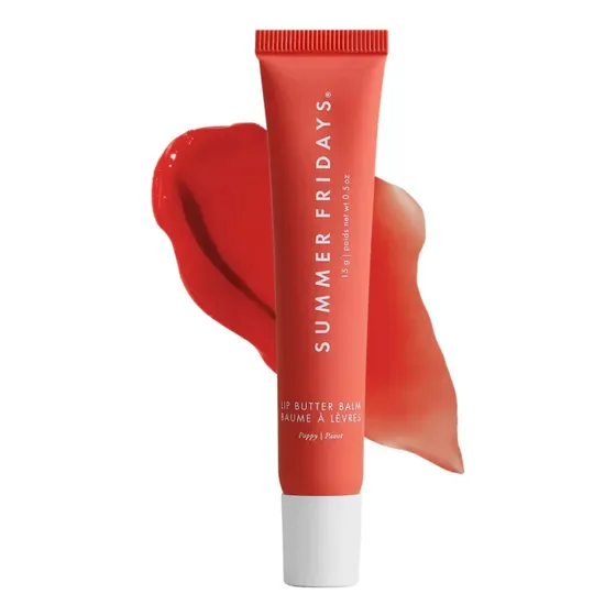 Summer Fridays lip butter balm for hydration & shine in poppy