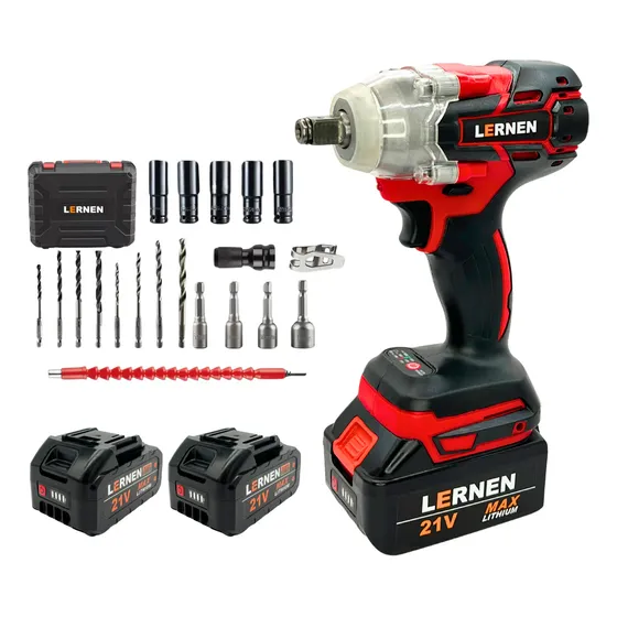 Llave De Impacto + 2 Baterías/maletín/accesorios Rojo Lernen