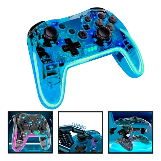 Control Joystick Inalambrico Neon Led Multimando Bt 5.0 Rgb