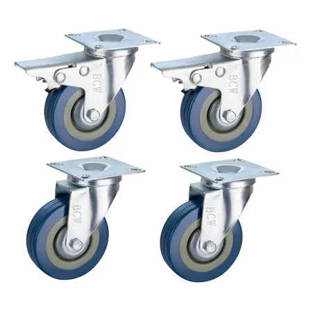 4 Ruedas Giratorias 75 Mm - 2 Con Freno - 280 Kilos Total Azul Acero