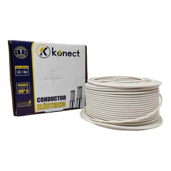 Cable Electrico Cca Calibre 10 Blanco Rollo 100m Konect