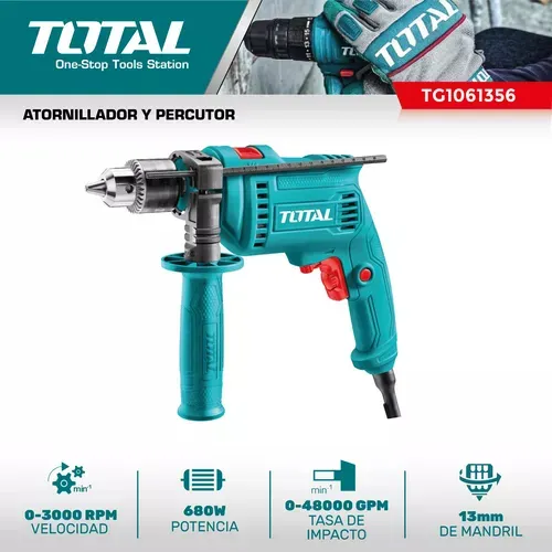 Taladro Percutor Atornillador 680w Total
