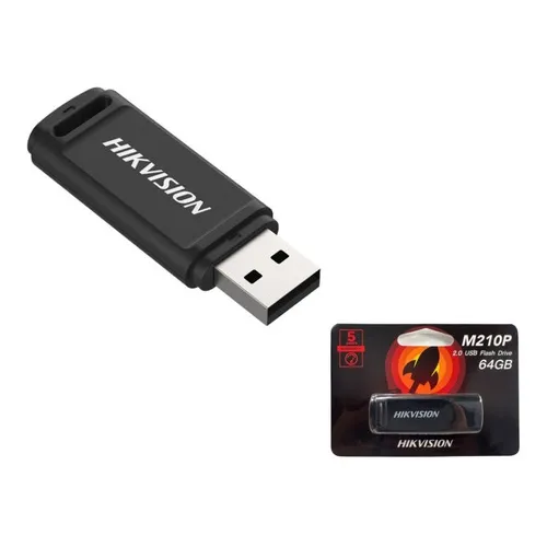 Pendrive Llavero Con Tapa Usb 2.0 64gb Hikvision M210p Negro