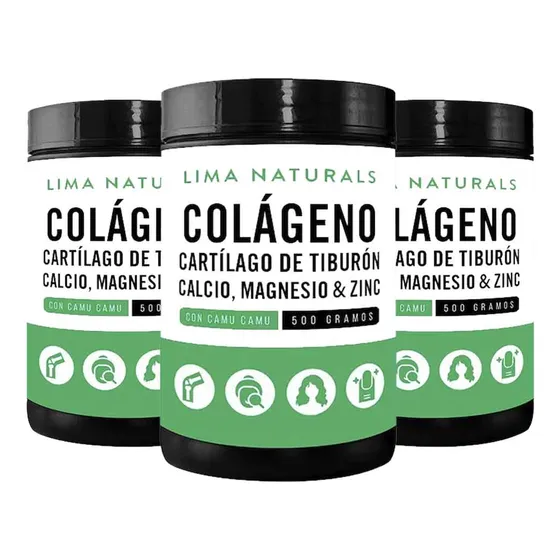 Colágeno, Cartilago De Tiburón, Magnesio 500 G Pack X 3