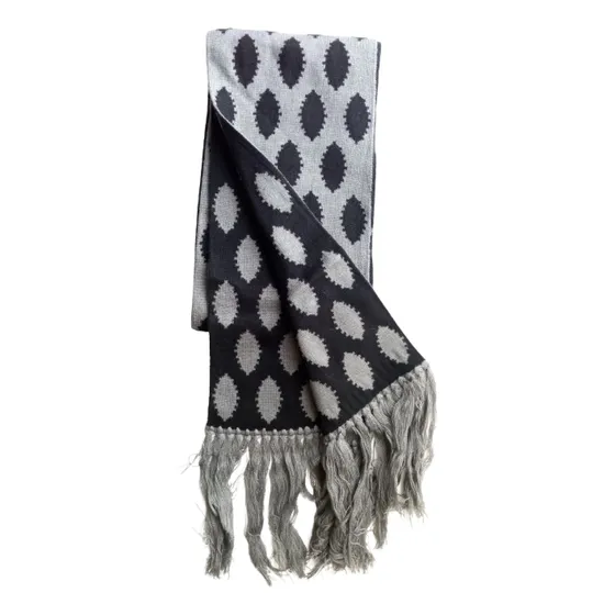 Bufanda En Lana Gris Y Negro Unisex Doble Faz
