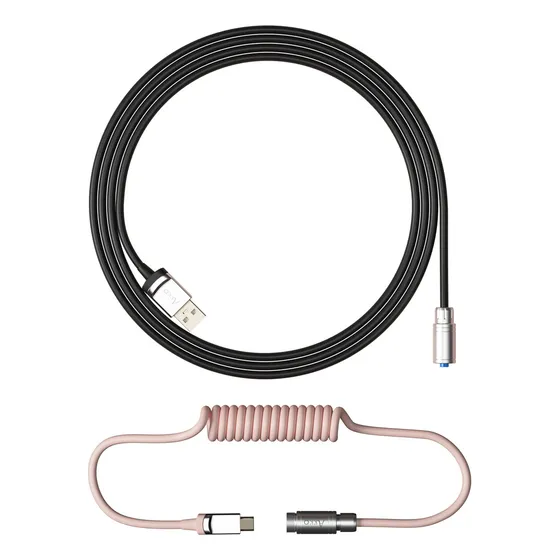 Cabo Para Teclados Akko Usb-c Enrolado Aviator Black E Pink Cor De Teclado Rosa Idioma Inglês Us Internacional