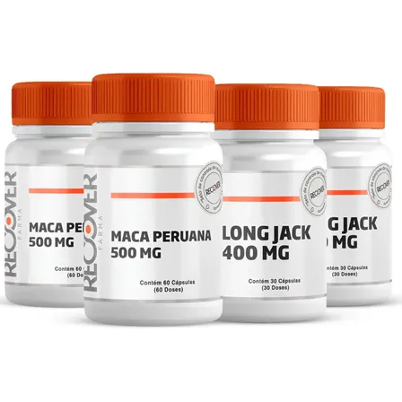 Suplemento Nutricional: 2x Maca Peruana 500mg + 2x Long Jack 400mg Recover Farma Natural