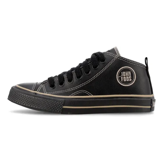 Zapatilla Media Caña John Foos Eco Cuero Negro 164 Flashback