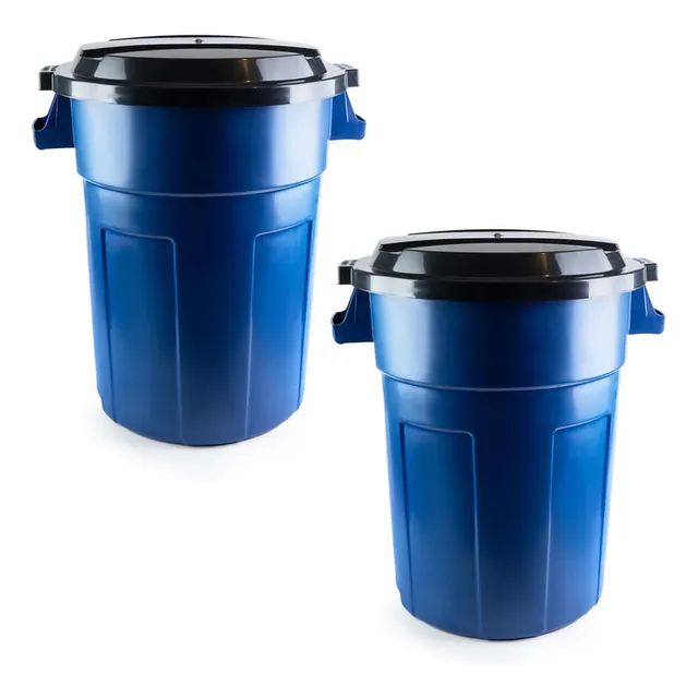 Kit X2 Canecas Tanque Grande Multiuso Plástica 70l Con Tapa 