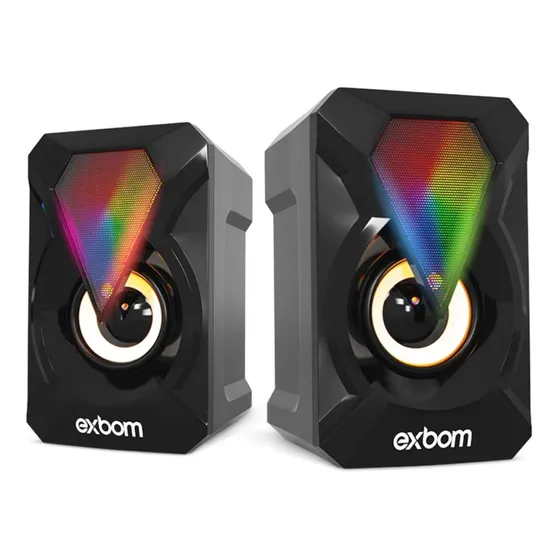 Caixa De Som P/ Computador Led Potente Usb Cabo P2 Preto 127/220V