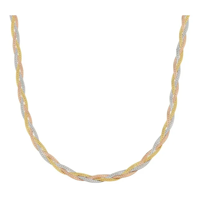 Cadena Gargantilla Trenzada De Oro 10k Florentino 45cm Italy
