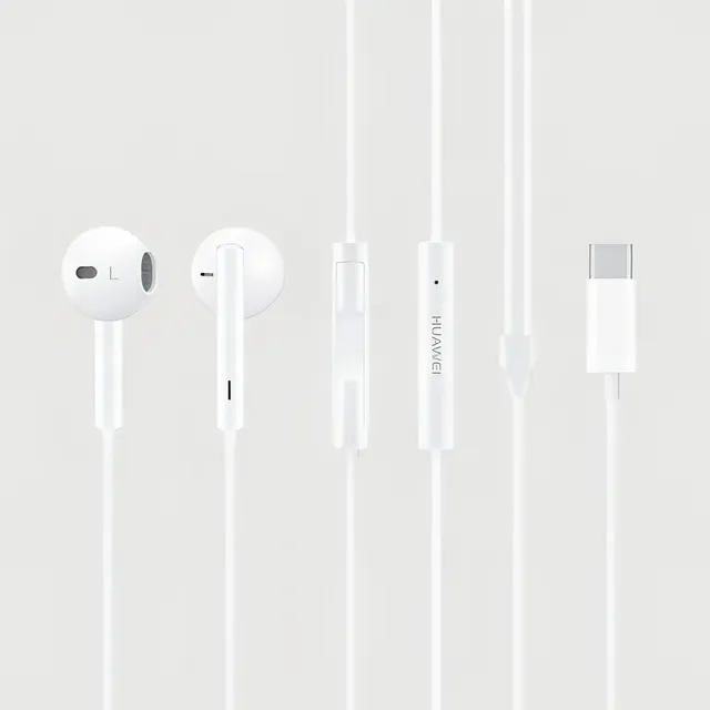 Audifonos Alambricos Tipo C Huawei CM33 Color Blanco