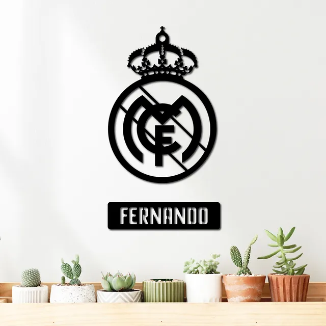 Cuadro Insignia Fútbol Personalizado Nombre 40cm - Madera