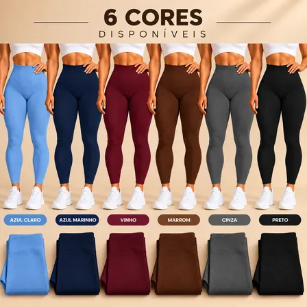Kit 2 Calças Legging Canelada Sem Costura