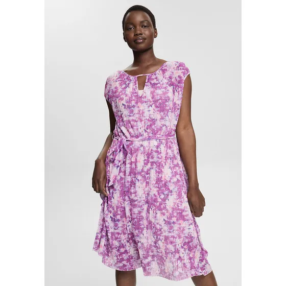 Vestido Estampado De Malla Plisada Esprit 062eo1e318