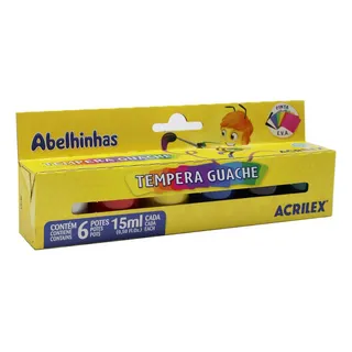 Tempera Guache 15ml Caixa Com 6 Potes Acrilex Ref. 02006 Tempera Guache 15ml Caixa Com 6 Potes Acrilex Ref. 02006