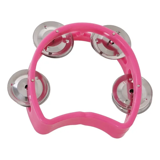 Zaidan'S Meia Lua Infantil 10x4cm pandeiro rosa com 8 pandeirola