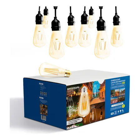 Guirnalda Luces Exterior Terraza Ampolletas Incluidas 10 Mts