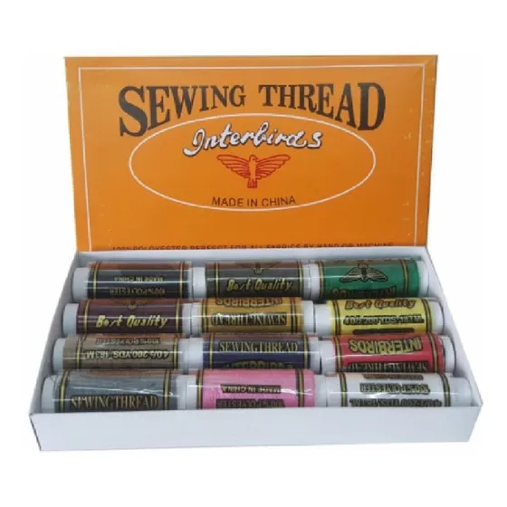 Set De 12 Hilos Para Coser De Colores Surtidos En Caja