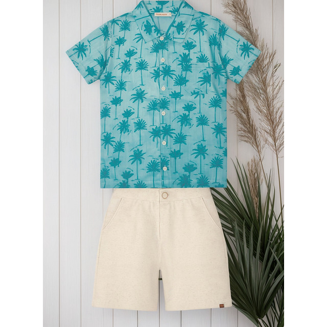 Conjunto Infantil Camisa Com Bermuda Trick Nick Azul