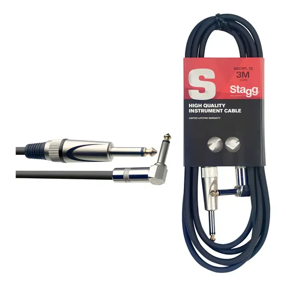 Cable Para Guitarra\u002Fbajo Stagg Serie S 3m Angulado\u002Frecto | Cuotas sin interés