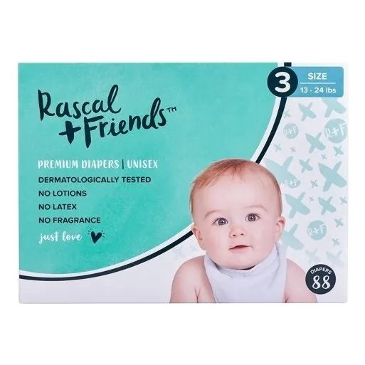 Pañales Rascal + Friends Premium, Tamaño 3, 88 Unidades